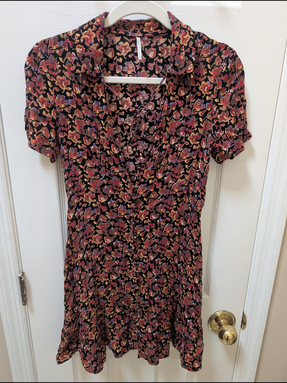 Free People Black And Floral Mini Dress